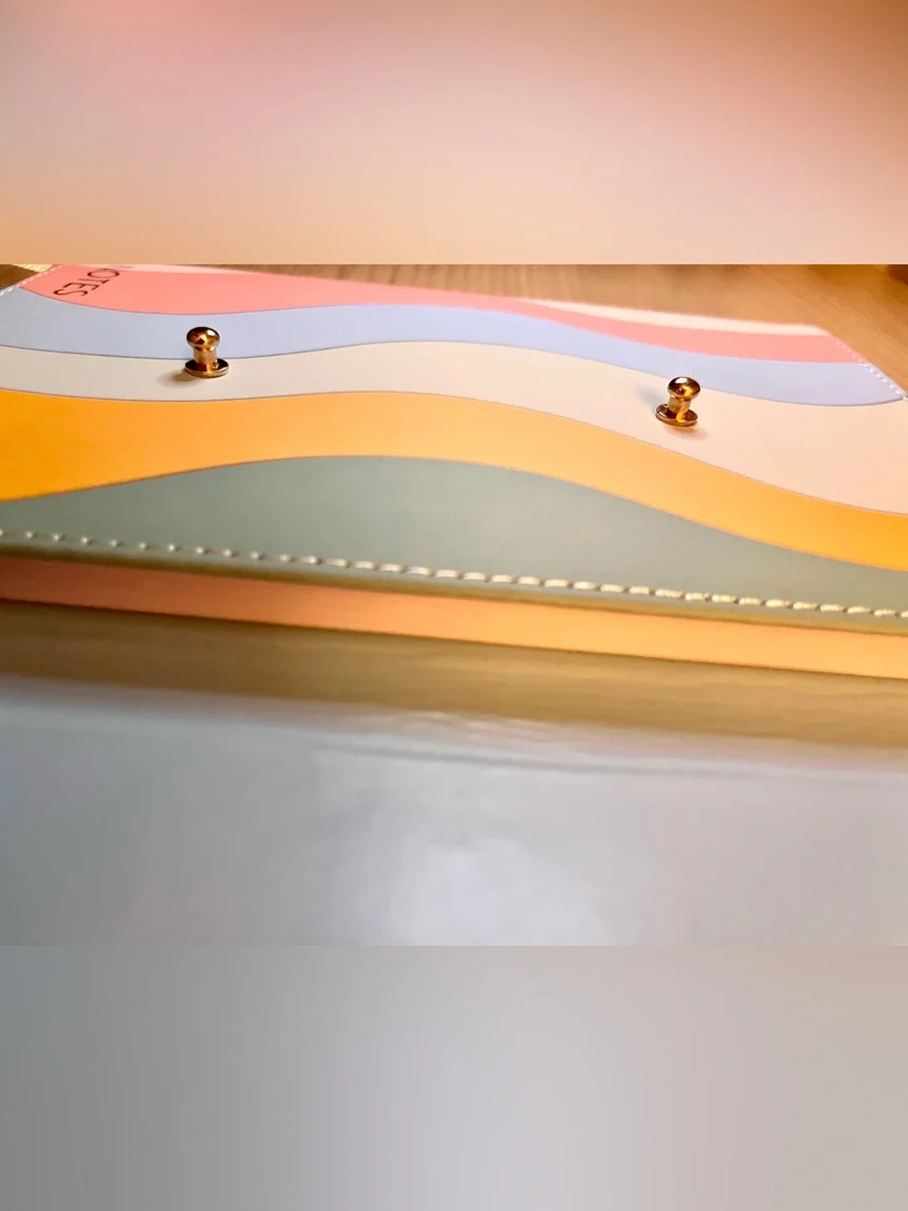 Pastel Retro Wave Faux Leather Journal Notes Lined Notebook Stud Closure